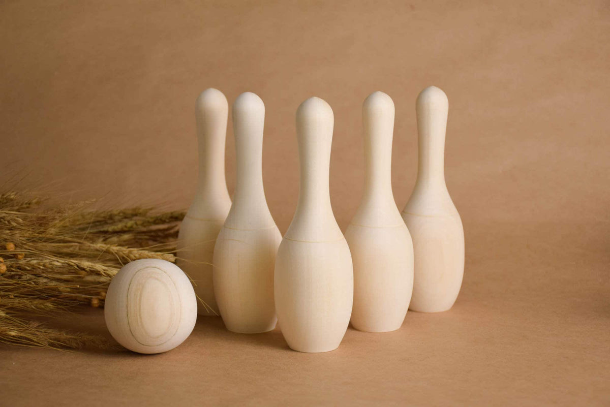Wooden mini bowling game