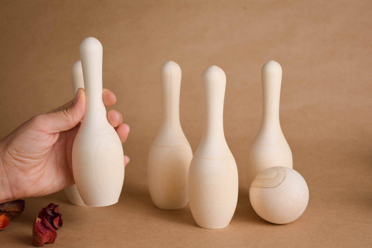 Wooden mini bowling game