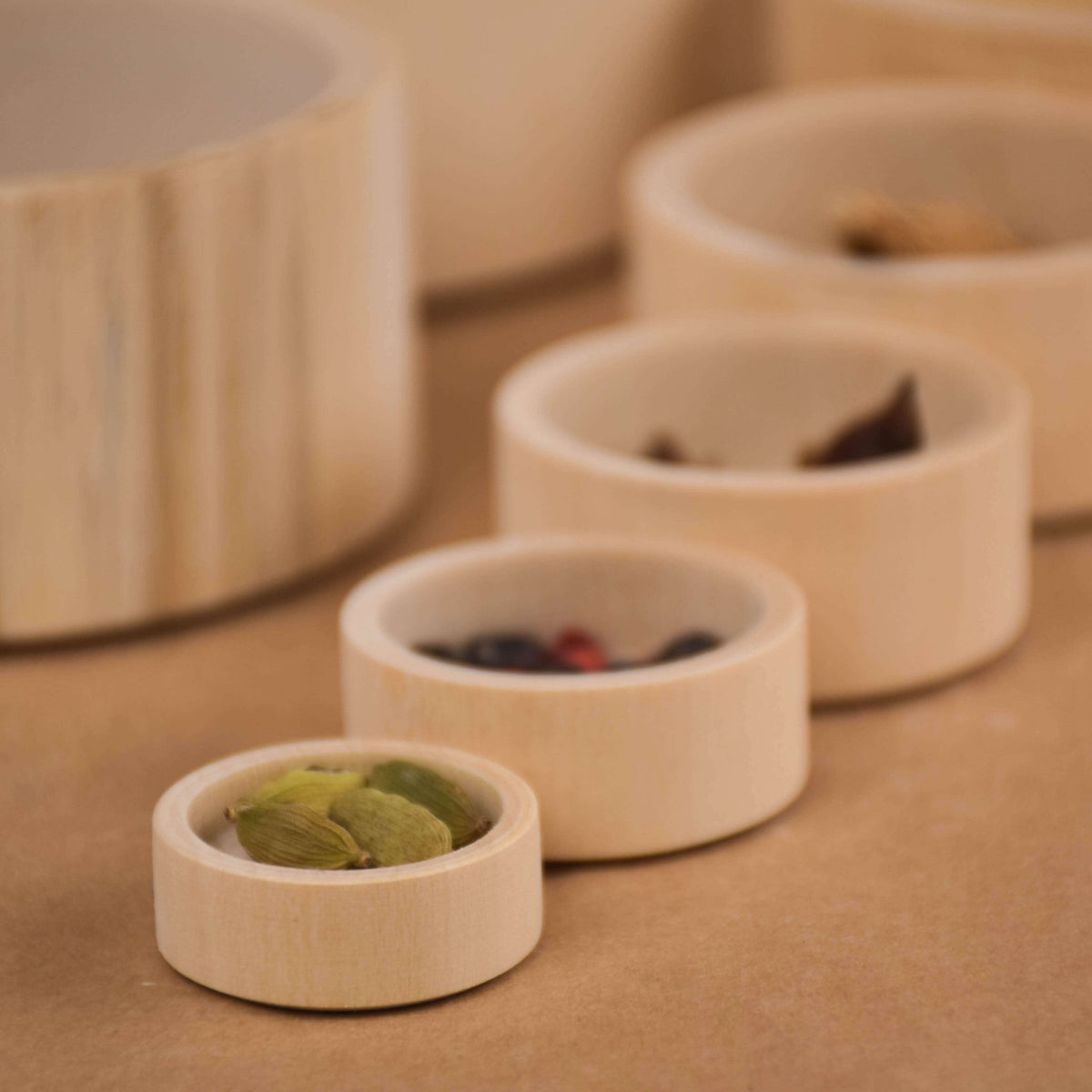 Unfinished wooden nesting cups
