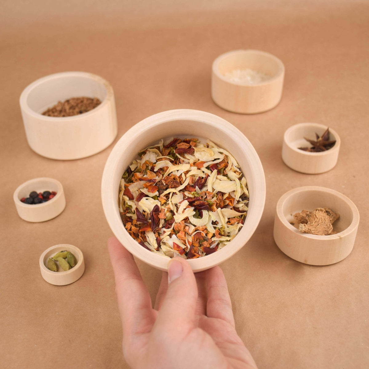 Wooden nesting bowl set in unfinished linden wood