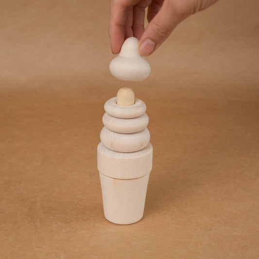 Natural linden wood ice cream stacking toy