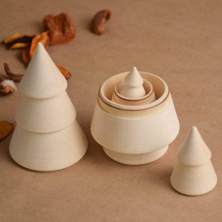 Natural wooden opening trees matryoshka set