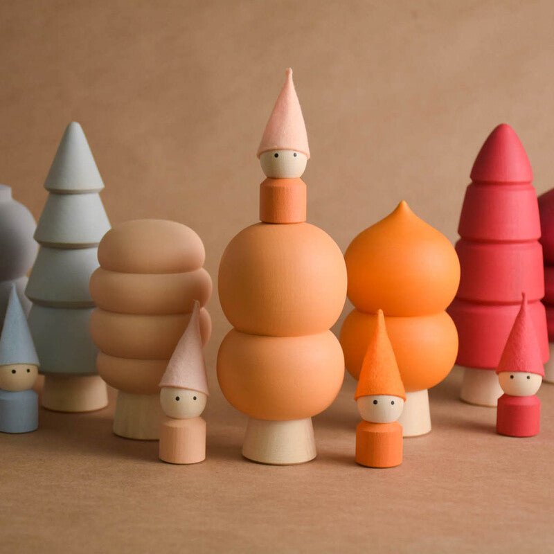 Handmade neutral wooden tree set