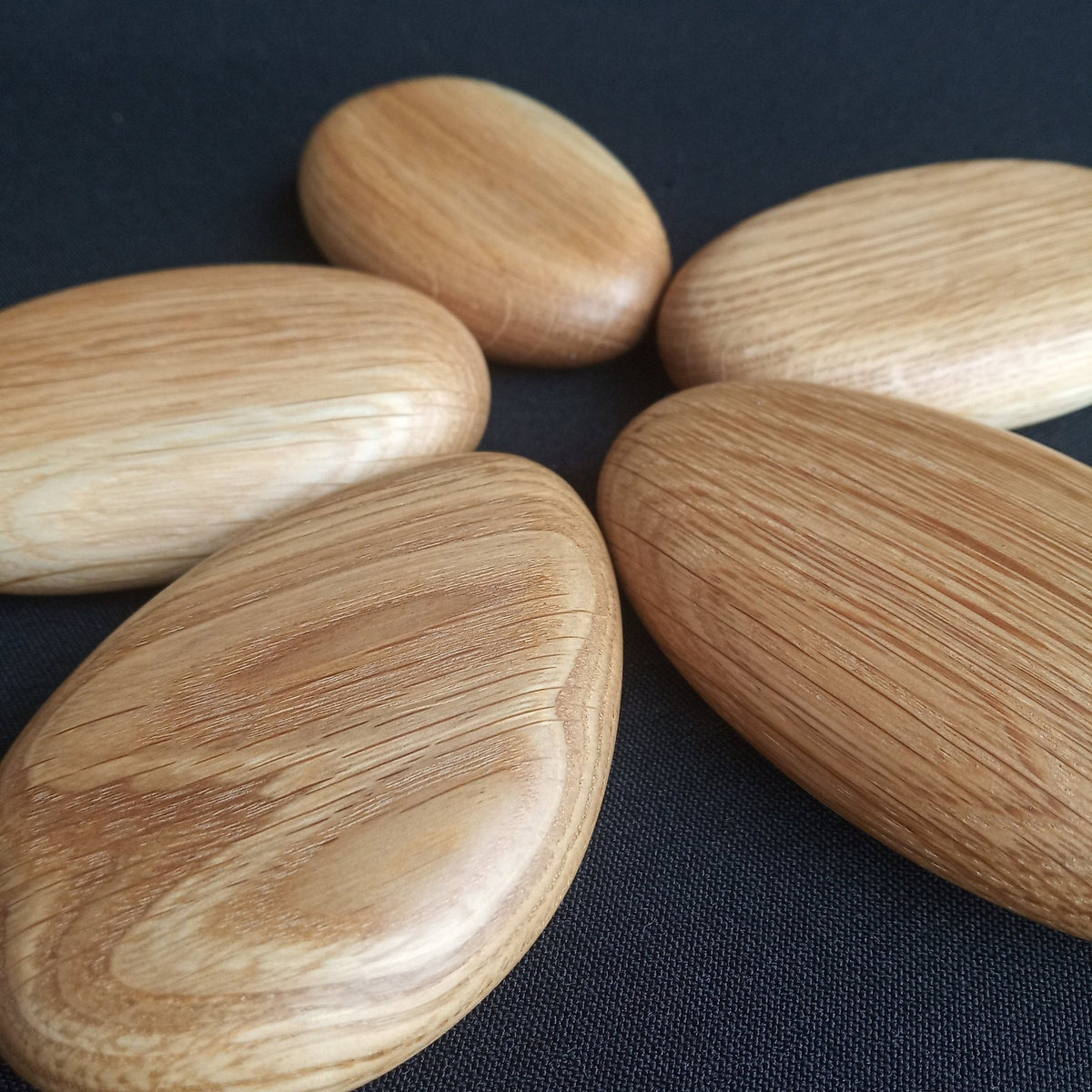 Wooden pebbles handcrafted from pedunculate oak