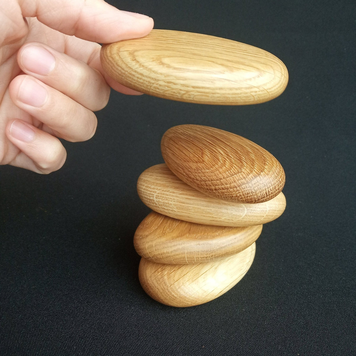 Handmade pedunculate oak stacking stones