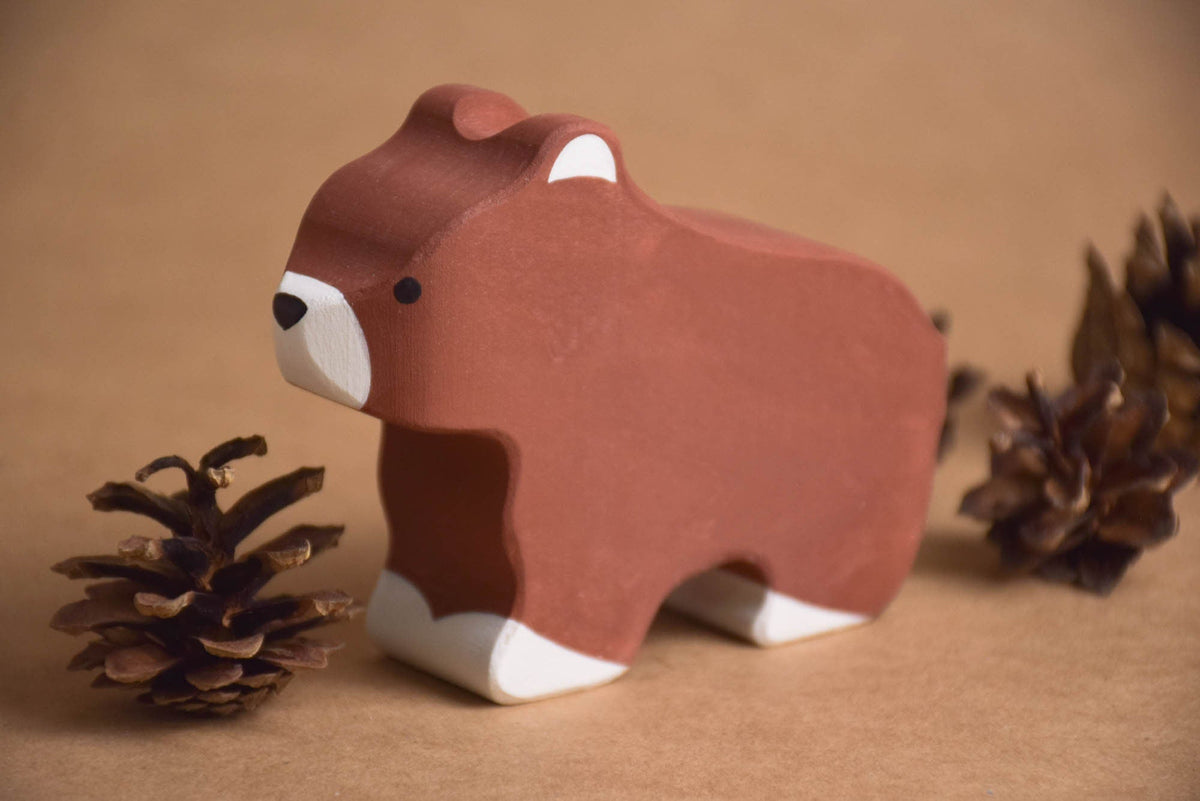 Handmade painted animal figures for imaginative play
