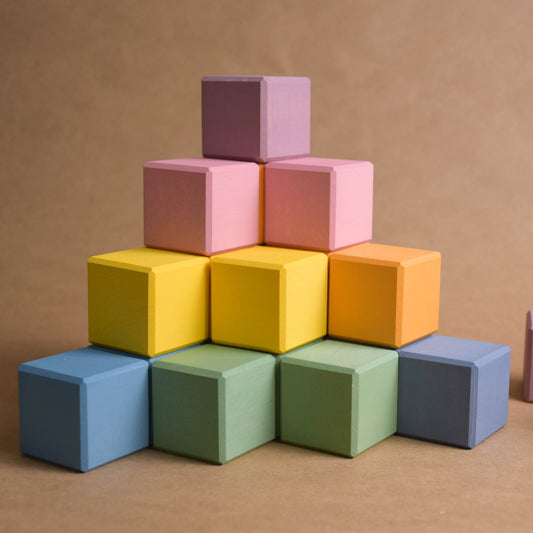Product photo of Pastel Blocks Set, a pastel-colored counting wooden wooden building blocks set.