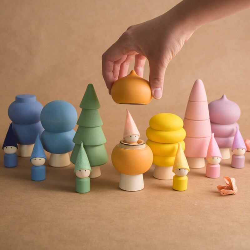 Wooden trees designed for open-ended play