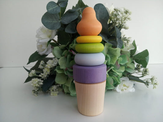 Linden wood ice cream stacking toy