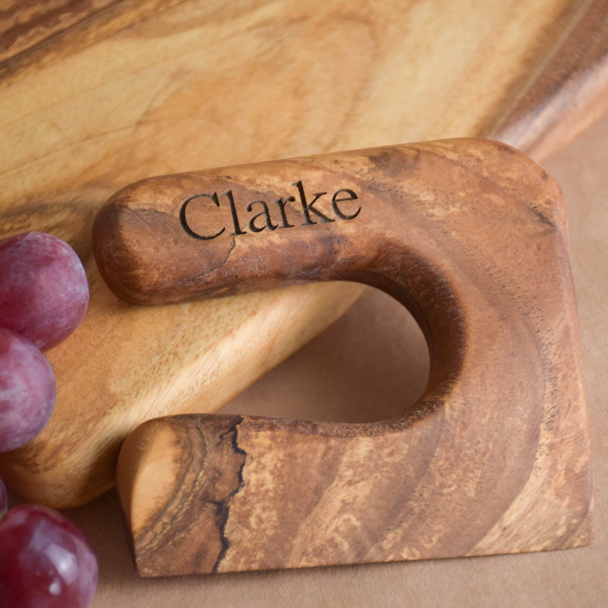 Handmade Montessori knife and cutting board set in solid walnut wood with a natural oil finish