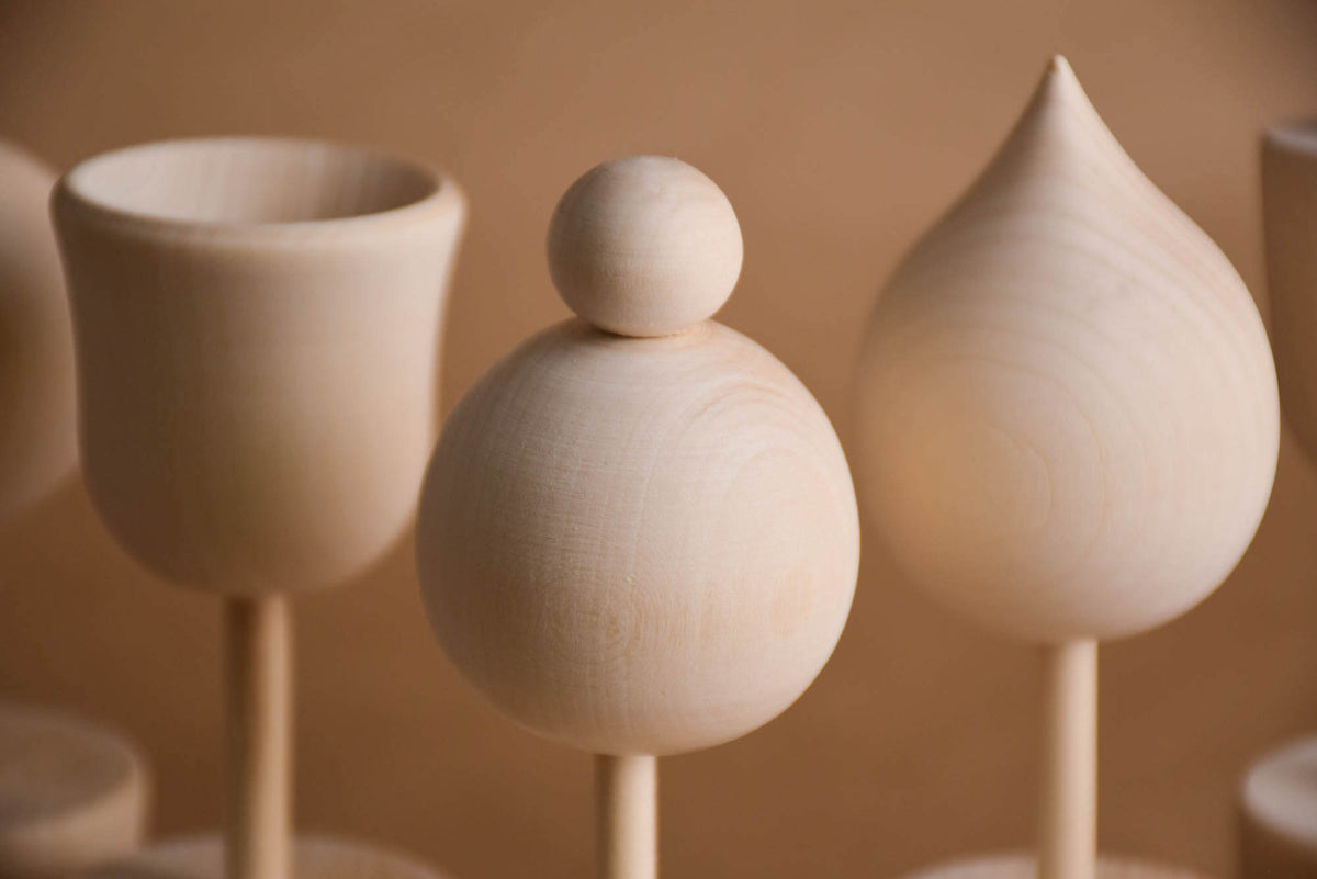 Handmade wooden flowers for imaginative play