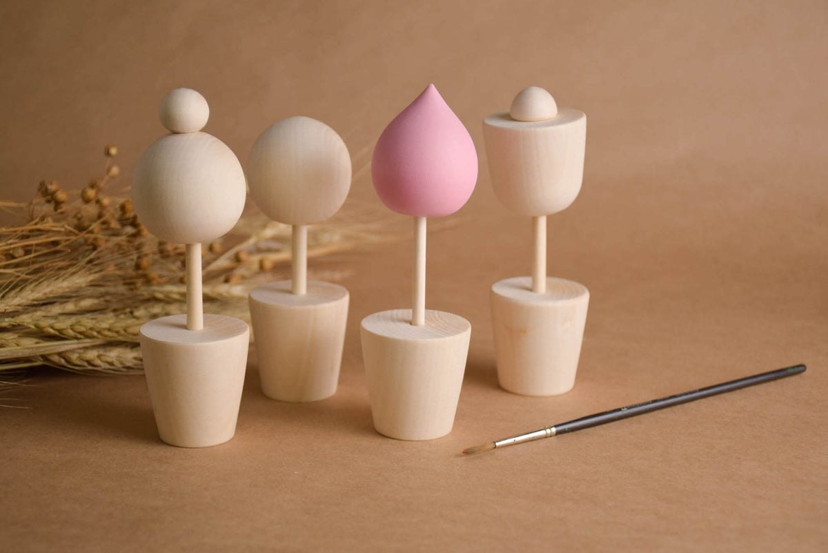 Handmade wooden flowers for imaginative play