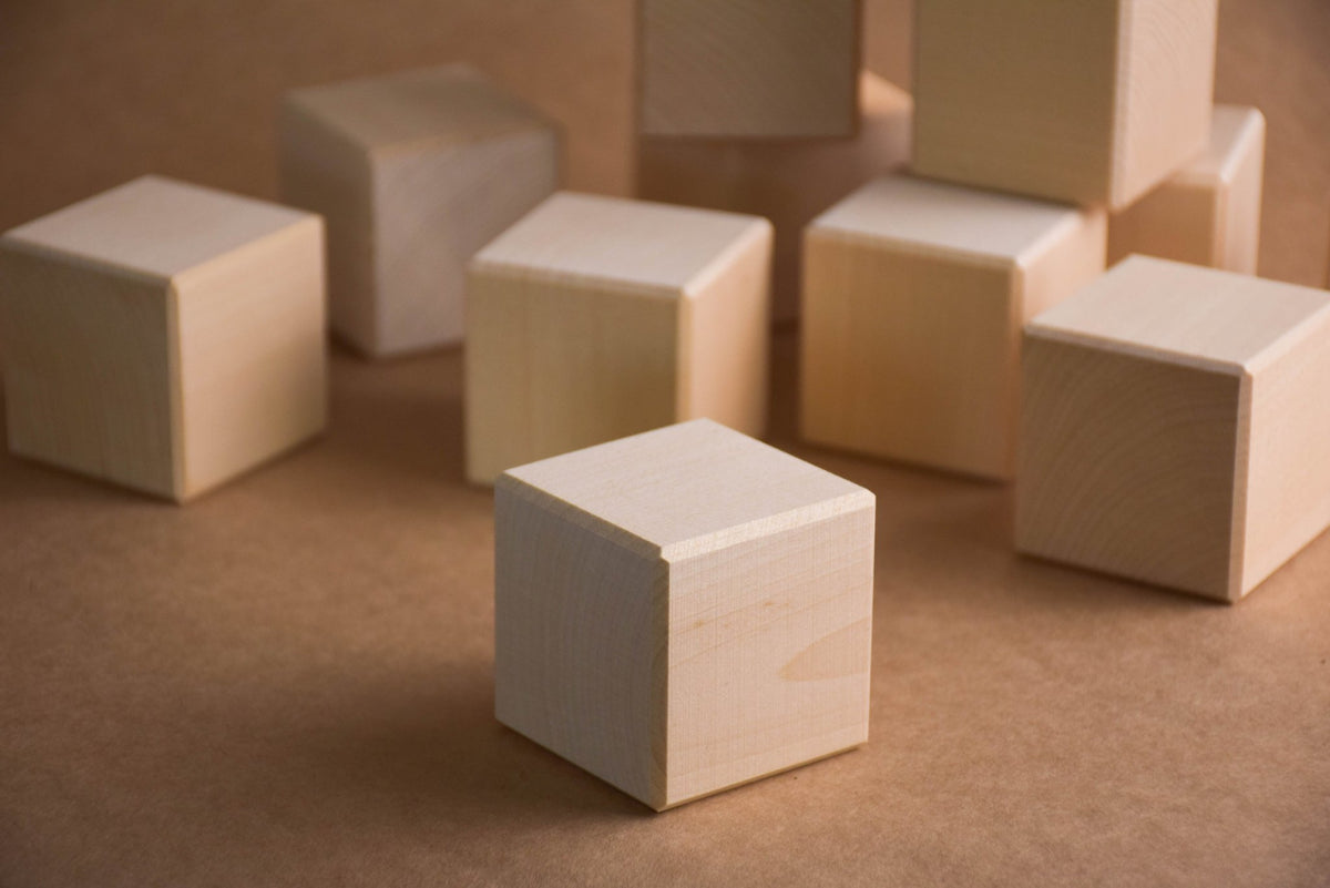 Wooden wooden building blocks from the Wooden Blocks Set 1.9 in / 5 cm - 18 pcs collection, shown in a product view.