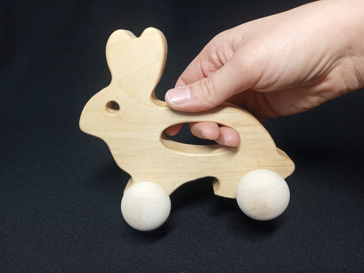 Bunny-shaped wooden push toy