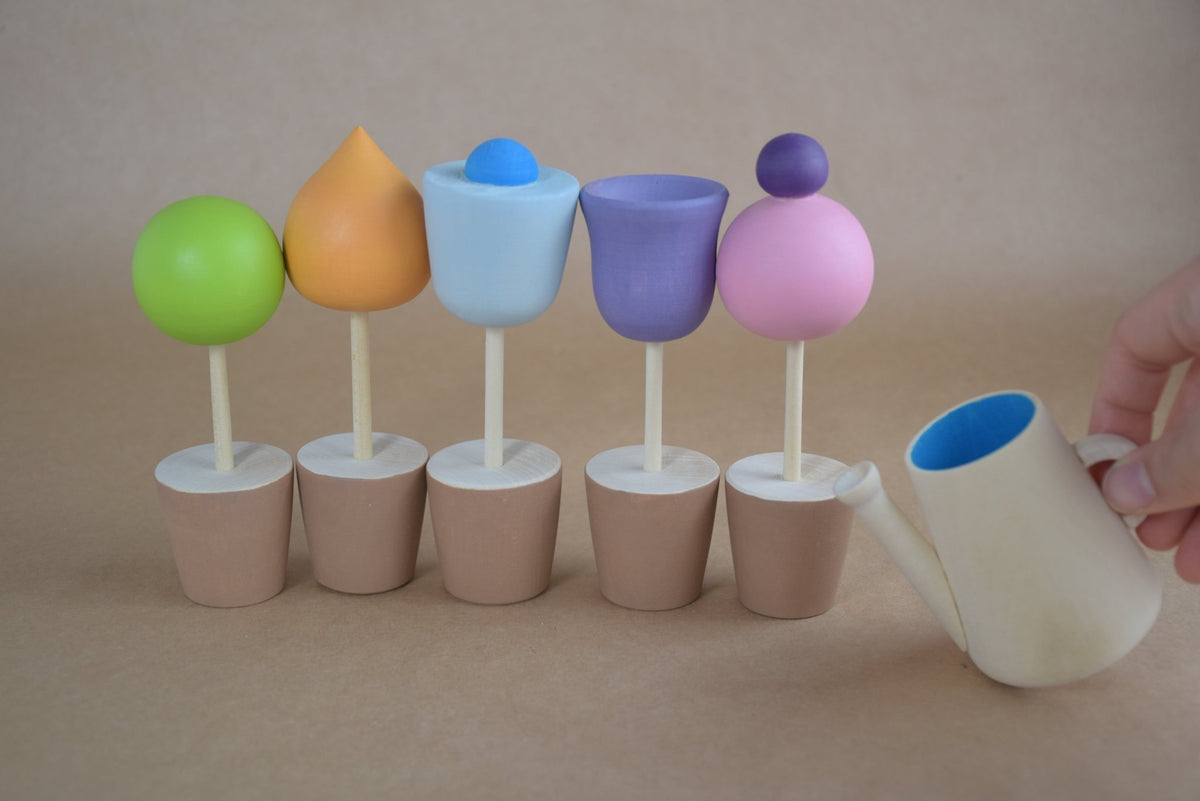 Wooden flowers for imaginative play