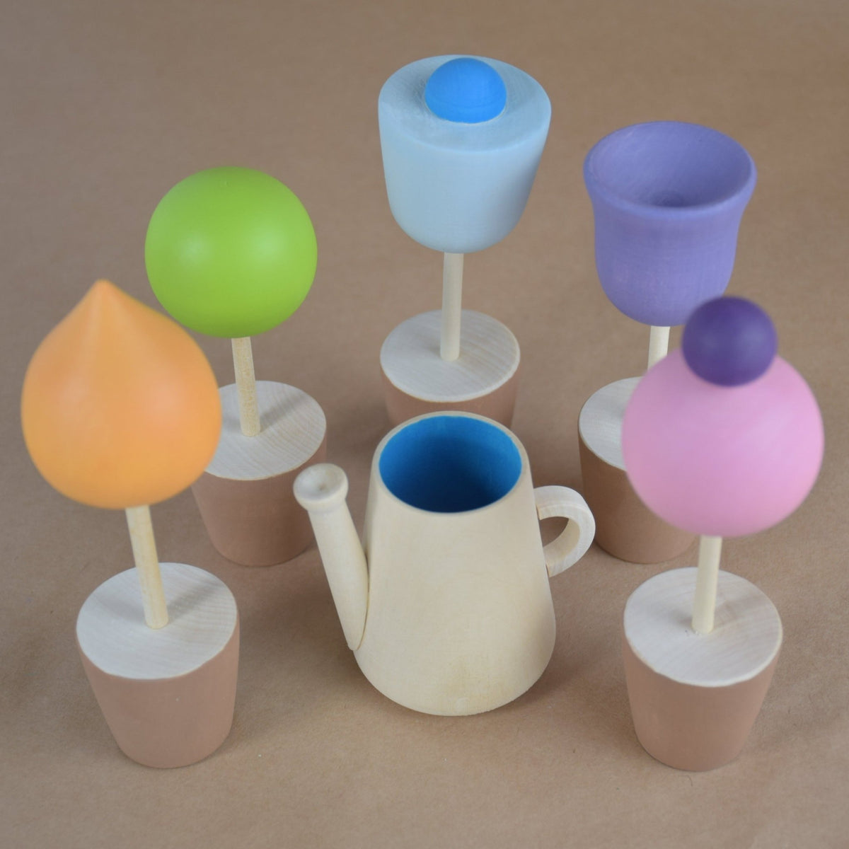 Wooden floral bouquet set with watering can