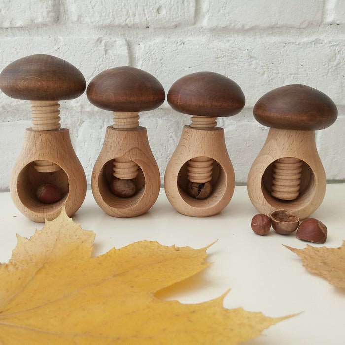 Beech wood mushroom screw toy
