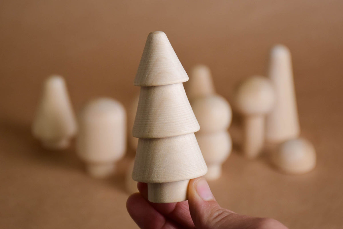 Nature-inspired wooden tree play set