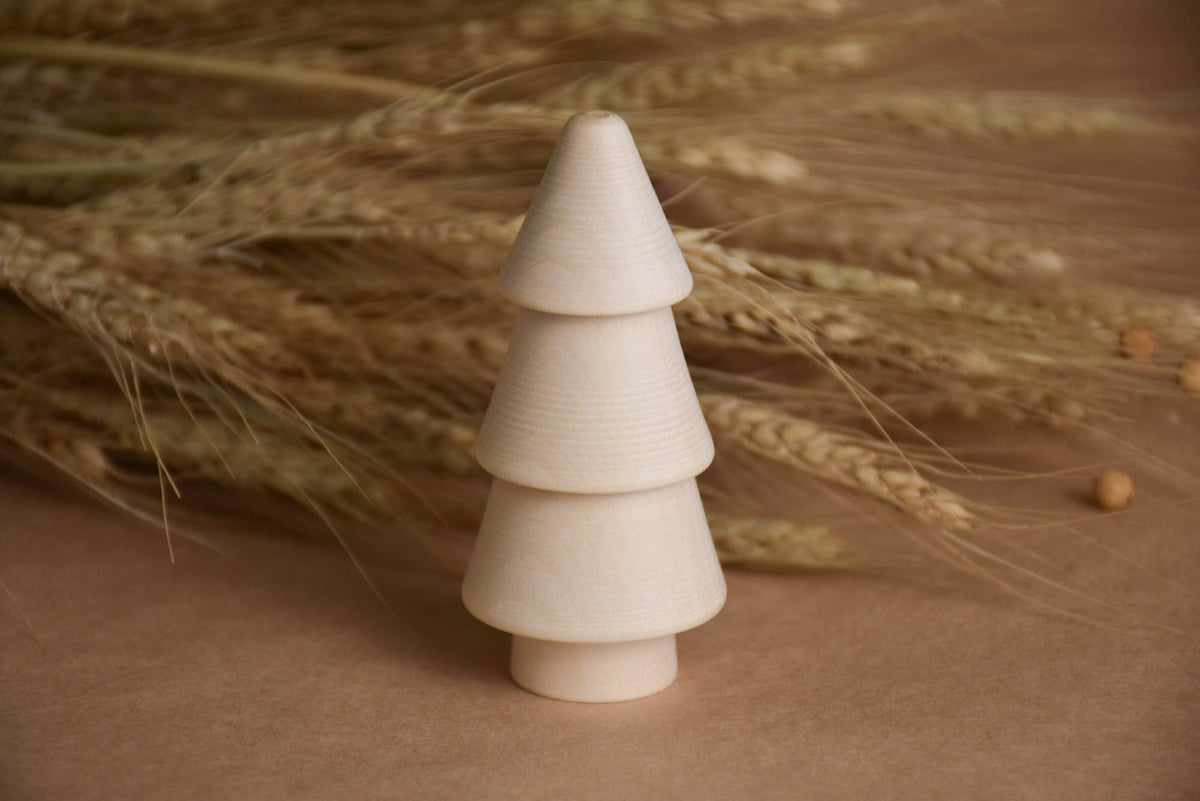 Natural wooden forest figures