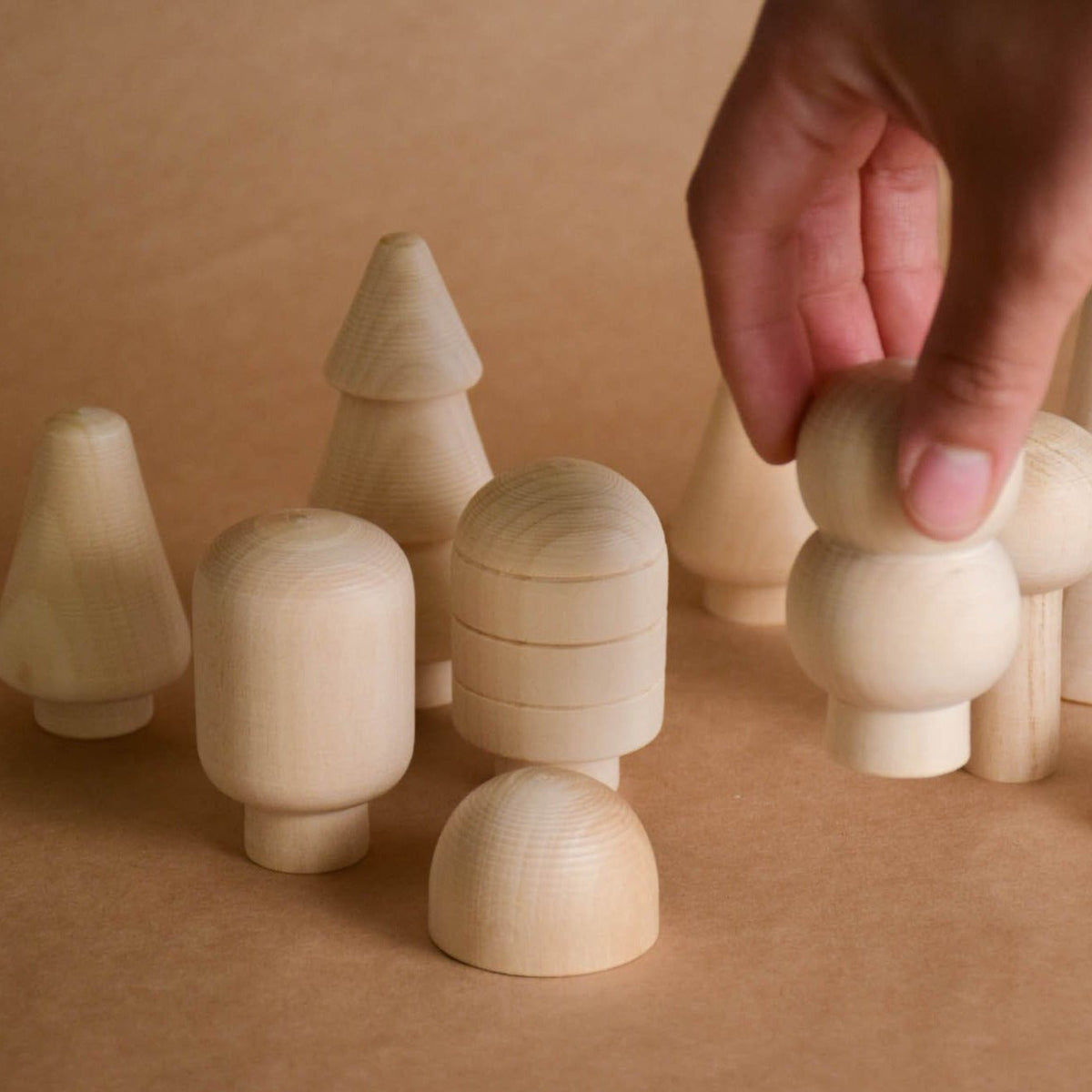 Wooden trees and bushes toy set